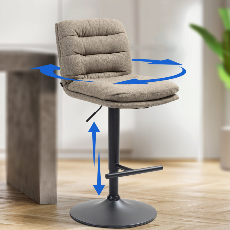 Tabouret de bar Damar tissu taupe