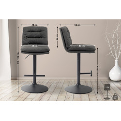 Tabouret de bar Damar tissu gris foncé
