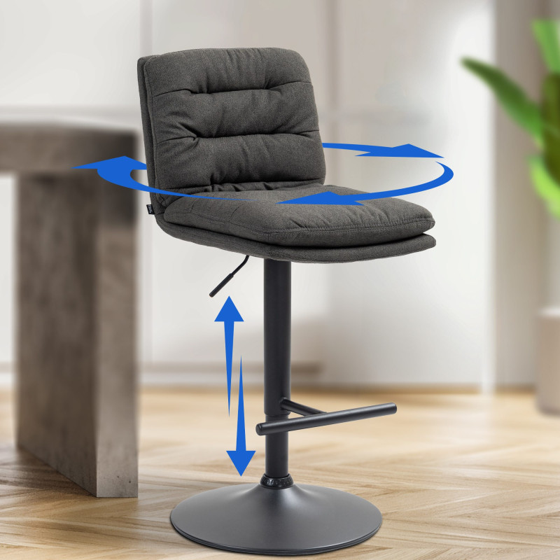 Tabouret de bar Damar tissu gris foncé