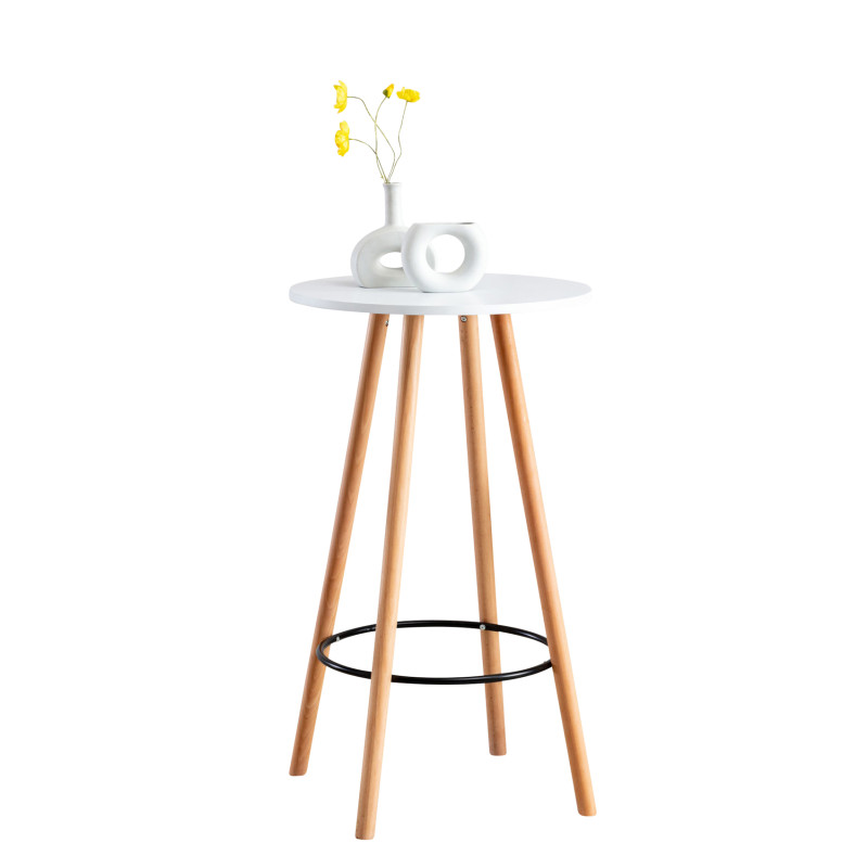 Table de bar Mijas ronde nature (ronde) blanc