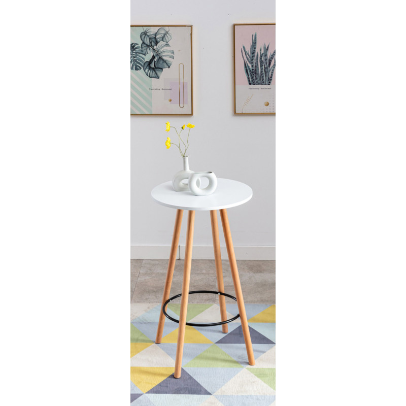 Table de bar Mijas ronde nature (ronde) blanc