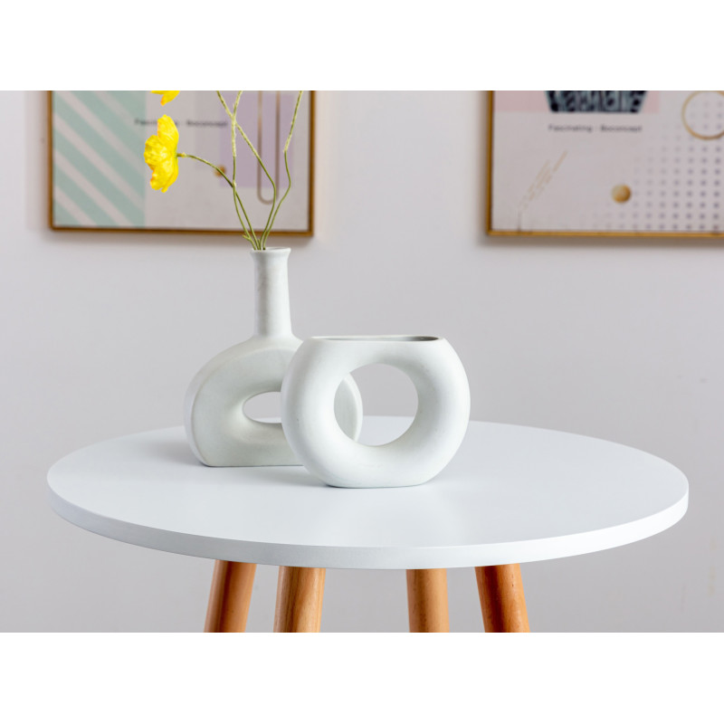 Table de bar Mijas ronde nature (ronde) blanc