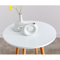 Table de bar Mijas ronde nature (ronde) blanc