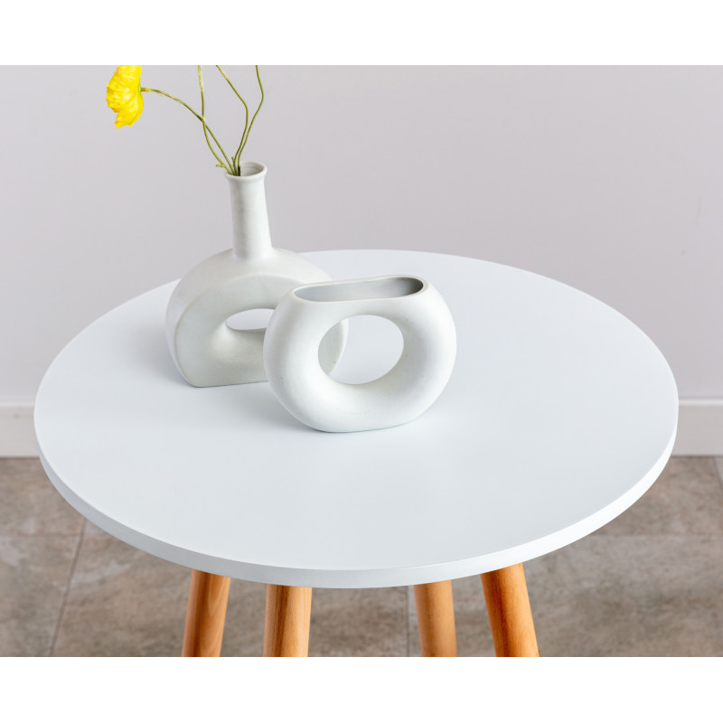 Table de bar Mijas ronde nature (ronde) blanc