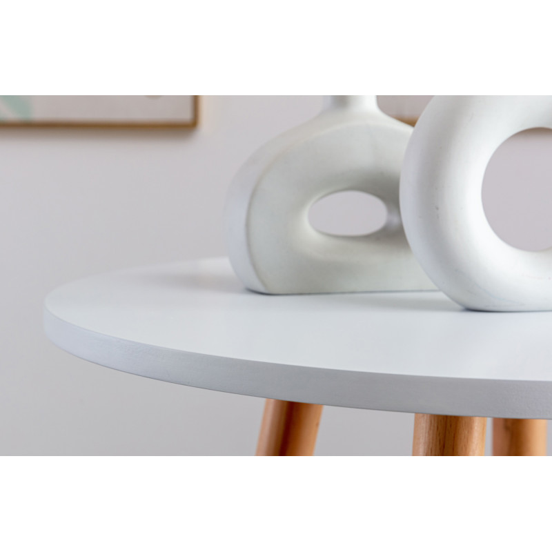 Table de bar Mijas ronde nature (ronde) blanc