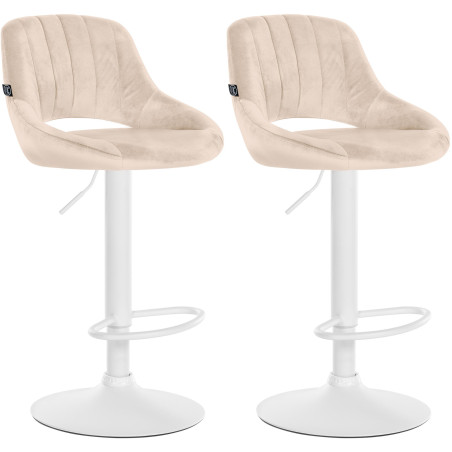 Lot de 2 tabourets de bar Milet velours W crème