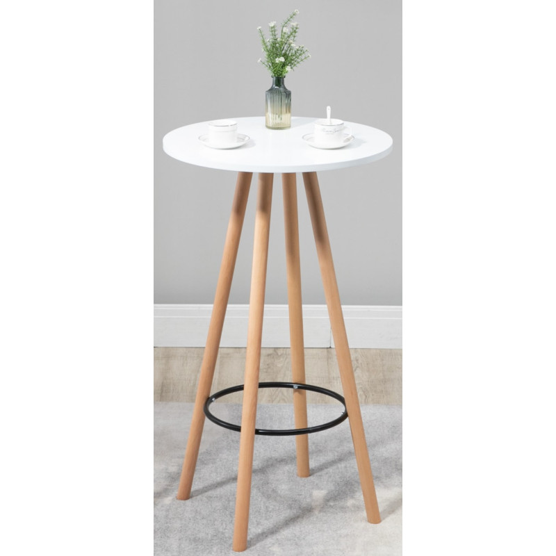 Table de bar ronde Livia naturel/blanc
