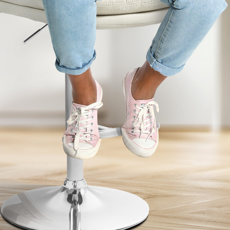 Tabouret de bar Damar tissu chromé crème