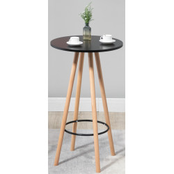 Table de bar ronde Livia naturel/noir