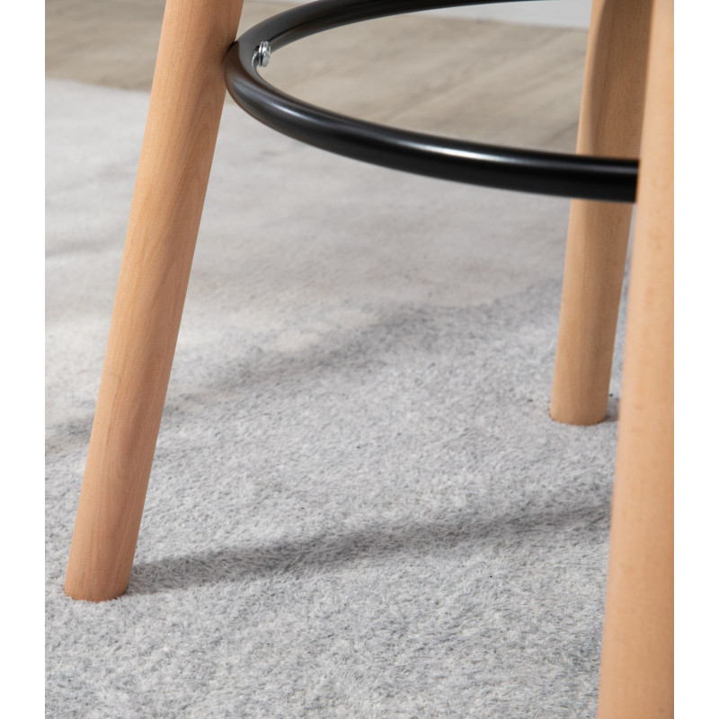 Table de bar ronde Livia naturel/noir