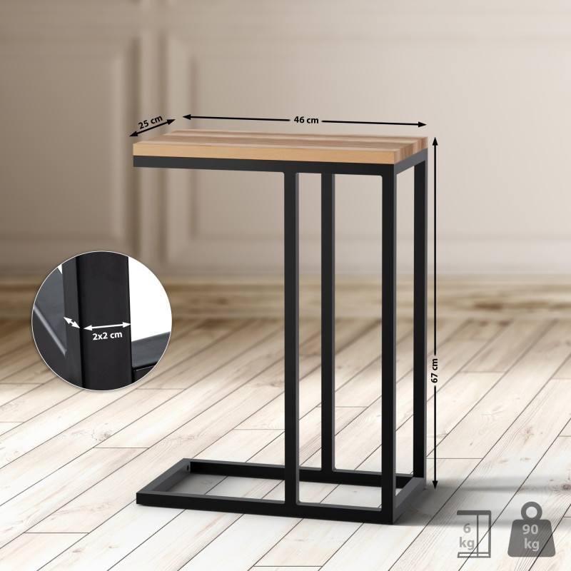 Table d'appoint Manteo 46x25x63 cm chêne