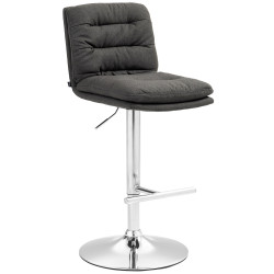 Tabouret de bar Damar tissu chromé gris foncé