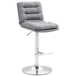 Tabouret de bar Damar tissu chromé gris