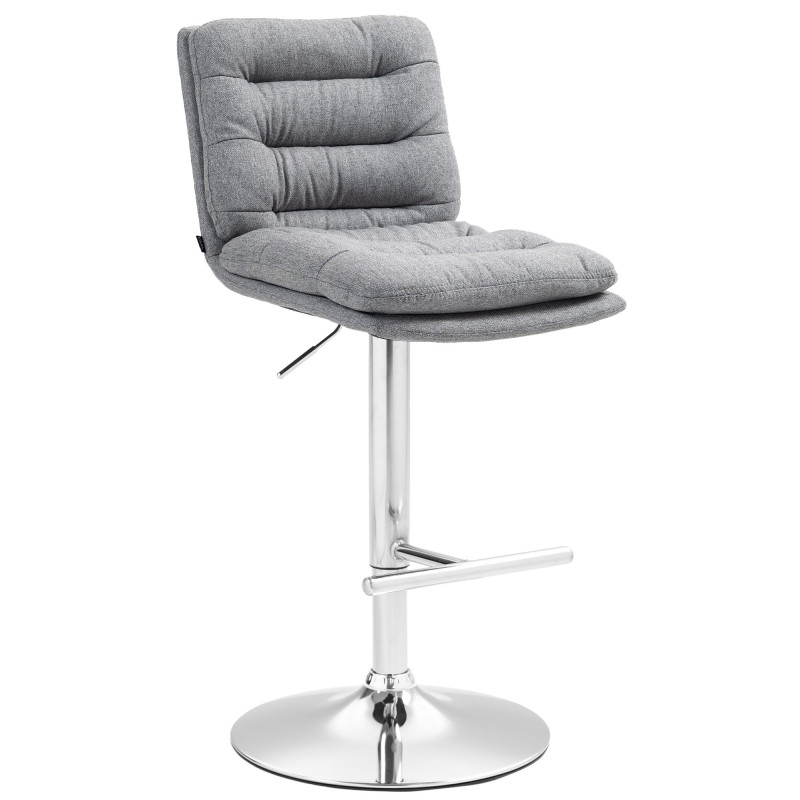 Tabouret de bar Damar tissu chromé gris