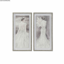 Cadre DKD Home Decor 40 x 3,8 x 80 cm Femme Romantique (2 Unités)