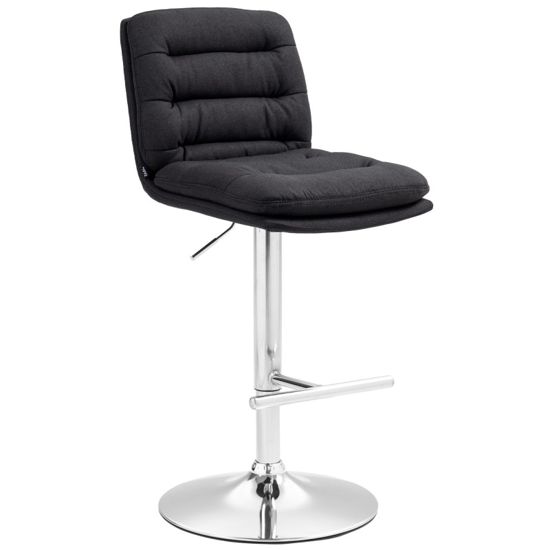 Tabouret de bar Damar tissu chromé noir