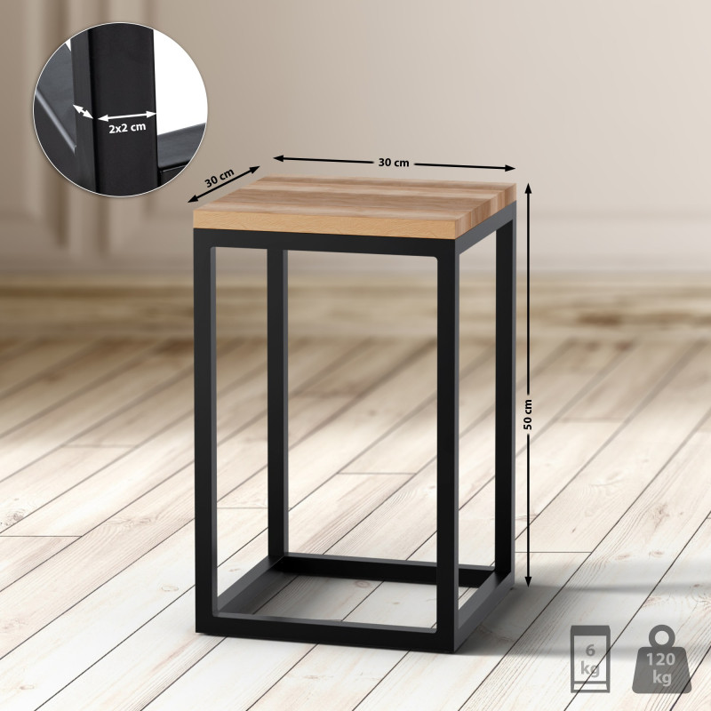 Table d'appoint Manteo 30x30x50 cm chêne