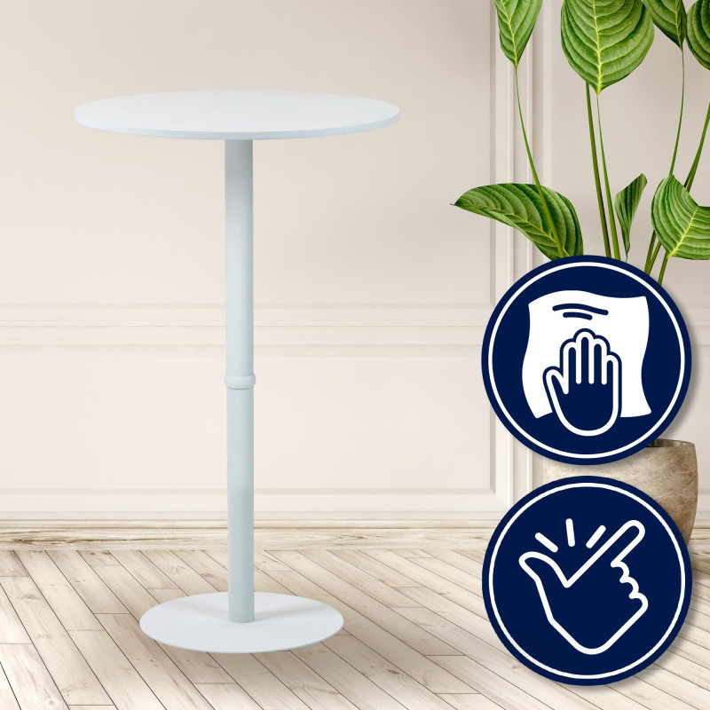 Table de bar ronde Hereford 75 cm blanc/blanc