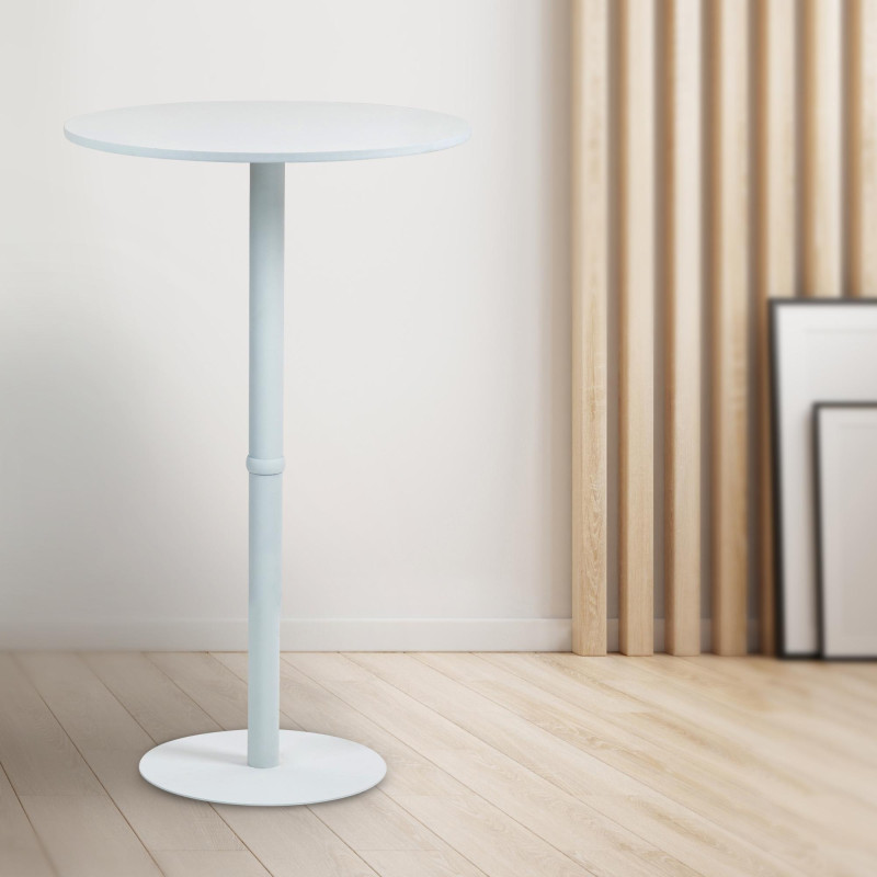 Table de bar ronde Hereford 75 cm blanc/blanc