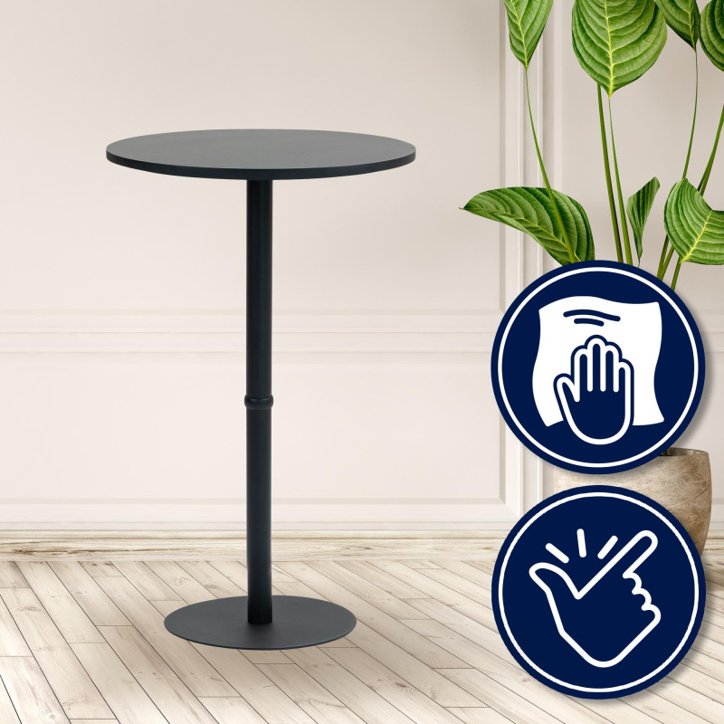 Table de bar ronde Hereford 75 cm noir/noir