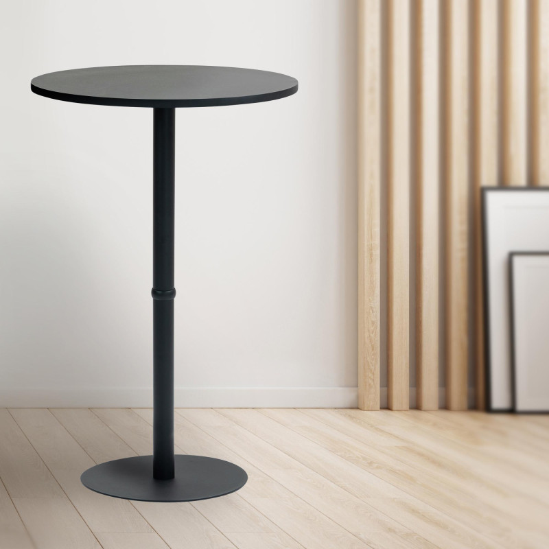 Table de bar ronde Hereford 75 cm noir/noir
