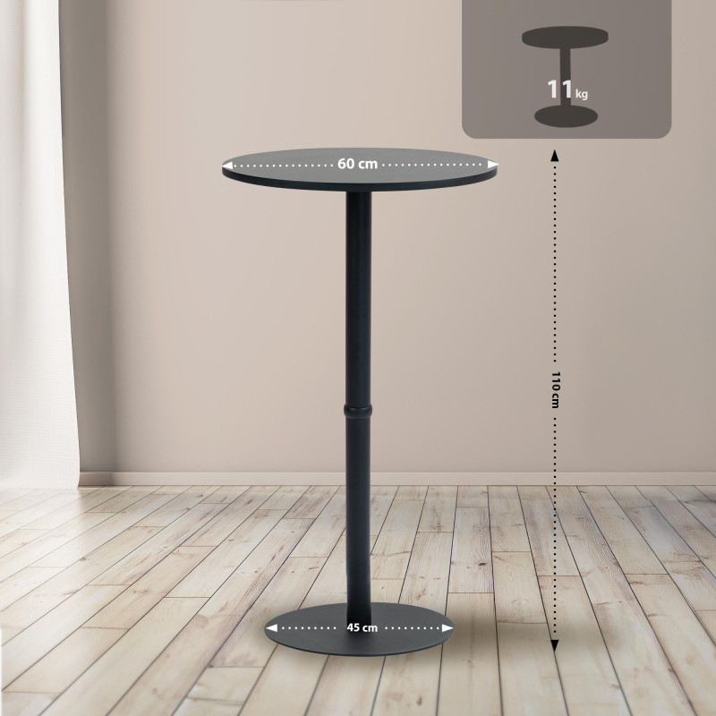Table de bar ronde Hereford 60 cm noir/noir