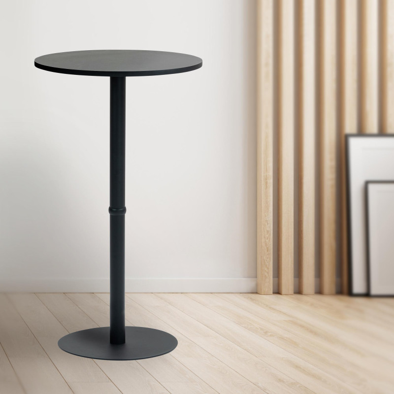 Table de bar ronde Hereford 60 cm noir/noir