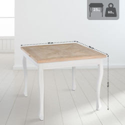 Table à manger carrée Lindon naturel/blanc