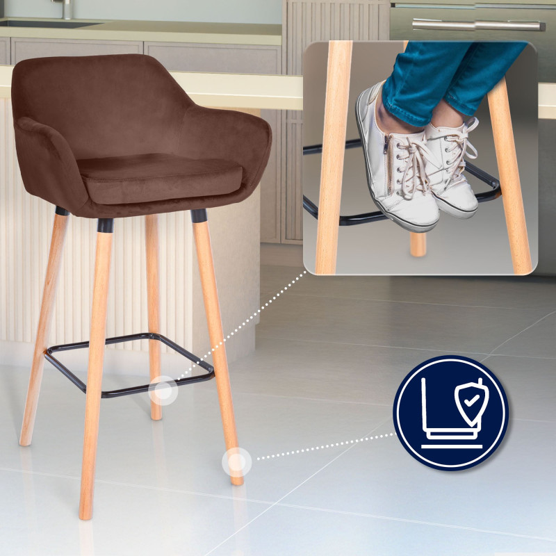 Tabouret de bar Grant velours café