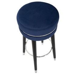 TABOURET DE BAR PARIS BLEU/ARGENT CM Ø 35X74