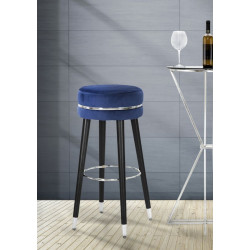 TABOURET DE BAR PARIS BLEU/ARGENT CM Ø 35X74