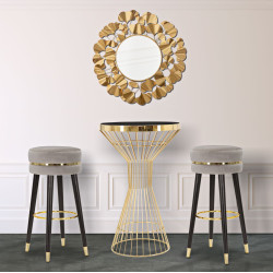 TABOURET DE BAR PARIS GRIS/OR CM Ø 35X74