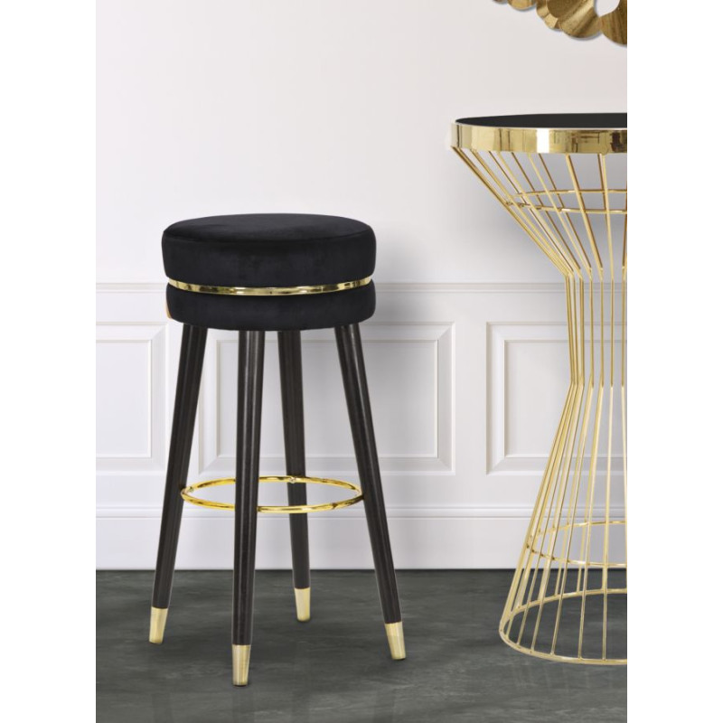 TABOURET DE BAR PARIS NERO/GOLD CM Ø 35X74
