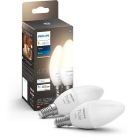 PHILIPS Hue White - Ampoules LED connectées E14 - Compatible Bluetooth - Pack de 2