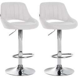 Set di 2 sgabelli da bar Milet in pelle sintetica bianca C