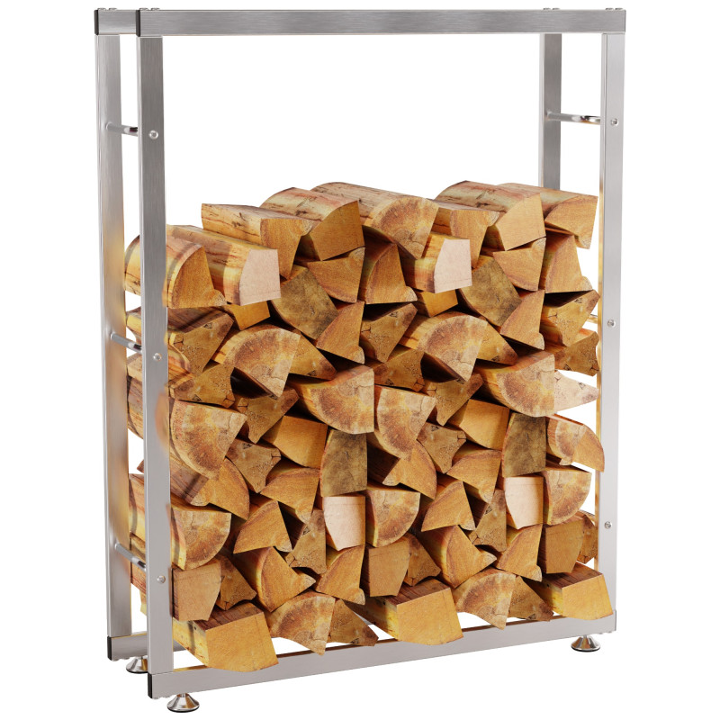 Porte-bûches de cheminée Keri V2 25x80x125 cm acier inoxydable