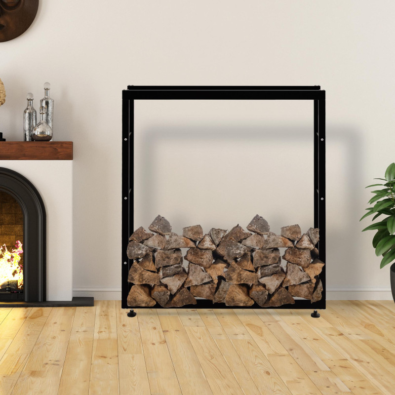 Porte-bûches de cheminée Keri V2 25x125x150 cm noir