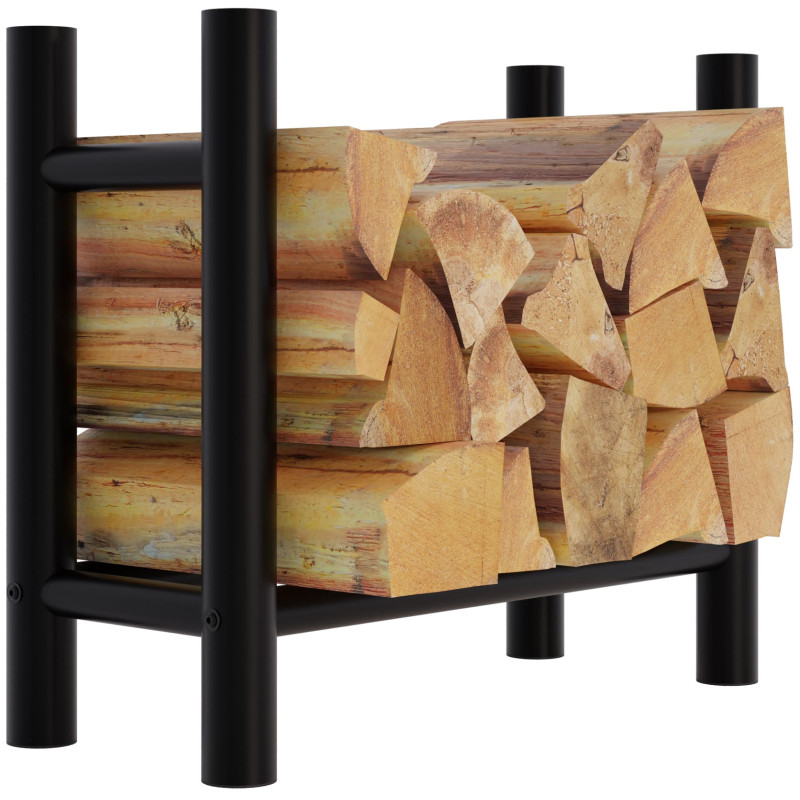 Porte-bûches de cheminée Medya rond 30x60x60 cm noir