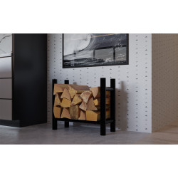 Porte-bûches de cheminée Medya rond 30x60x60 cm noir