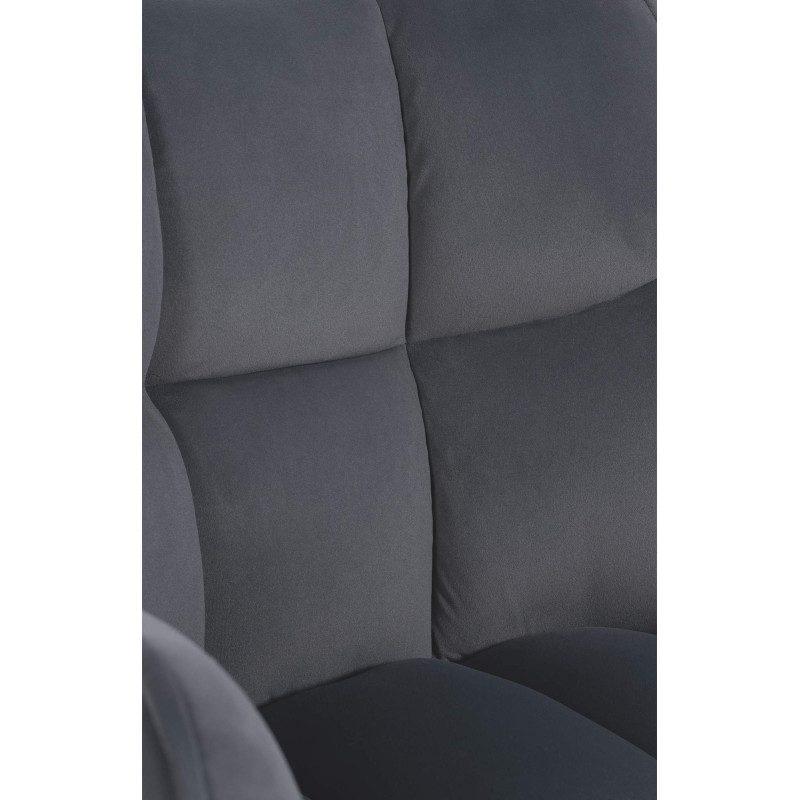 Chaise de salle à manger suspendue, velours, acier inoxydable, gris foncé