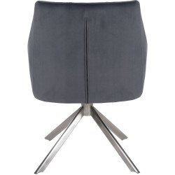 Chaise de salle à manger suspendue, velours, acier inoxydable, gris foncé