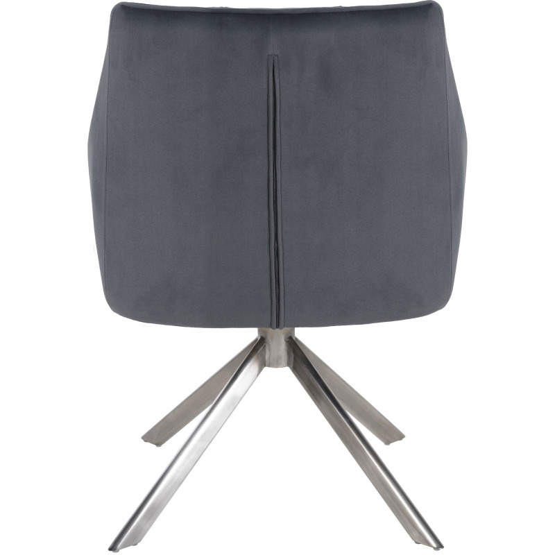 Chaise de salle à manger suspendue, velours, acier inoxydable, gris foncé