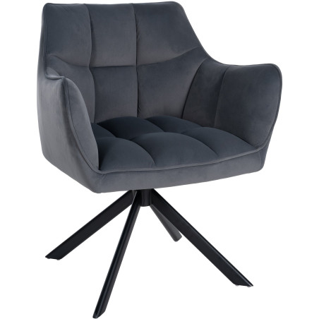 Fauteuil de salle à manger suspendu en velours, noir et gris foncé