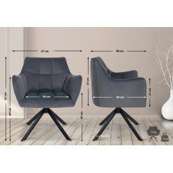 Fauteuil de salle à manger suspendu en velours, noir et gris foncé