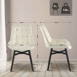 Fauteuil Colby, velours, crème