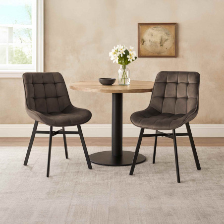 Fauteuil Colby, velours, marron