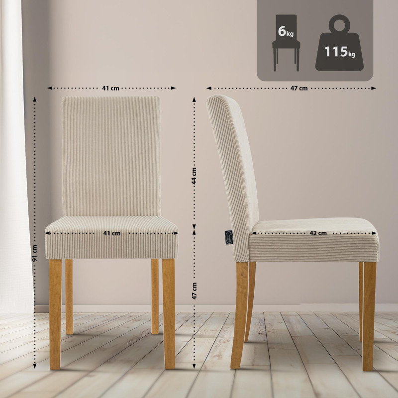 Ensemble de 2 chaises de salle à manger Ina Cord marron clair antique