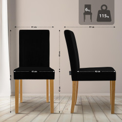 Ensemble de 2 chaises de salle à manger Ina Cord noir clair antique