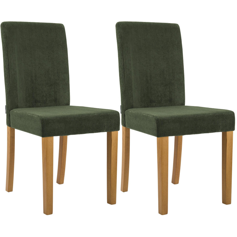 Ensemble de 2 chaises de salle à manger Ina Cord vert clair antique