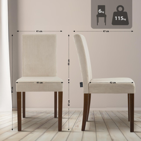 Ensemble de 2 chaises de salle à manger Ina Cord marron clair foncé antique